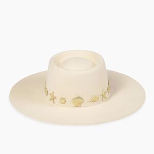 Lack Of Color Cream Hat with Gold Details